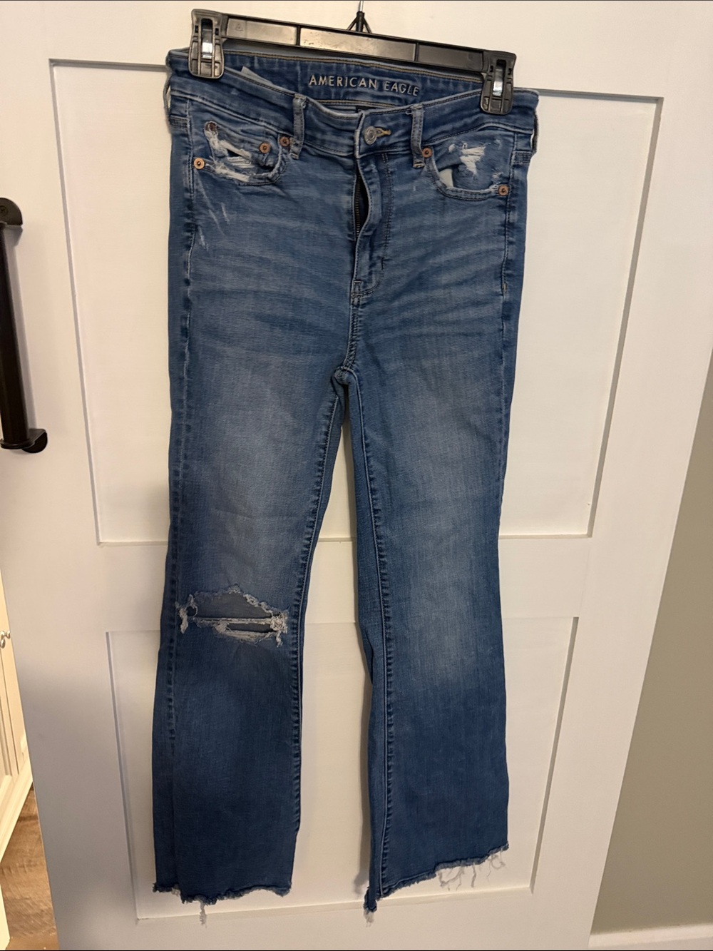 American Eagle Outfitters Blue Distressed Flare Jeans